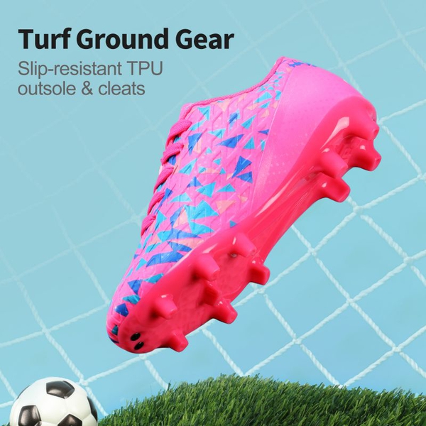 Boys & Girls Soccer Cleats Shoes - FUCHSIA PINK ROYAL BLUE - 3